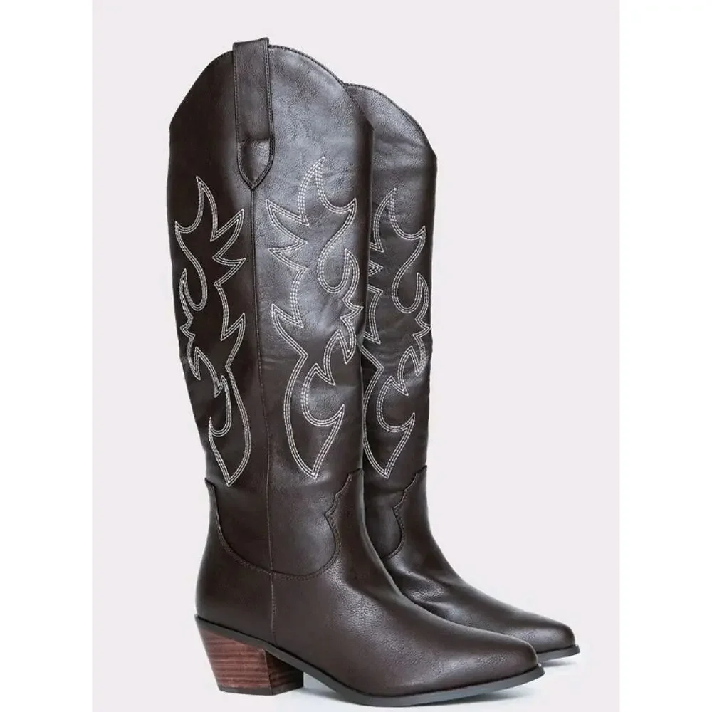 Billini Urson Dark Brown Western Cowboy Boots Women Size US 7 New With Box B992
